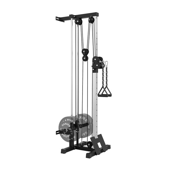 Wall Mount Cable Station, High and Low Cable Crossover Machine with Removable Footplate with 18 Adjustable Positions, 400LBS Capacity for Garage Home Gym