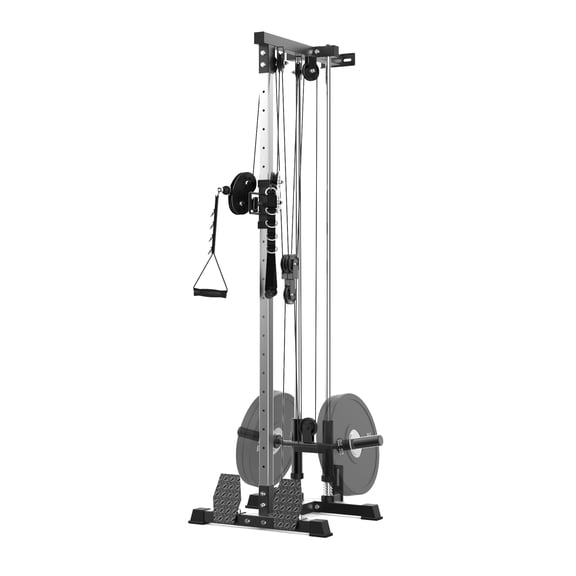 Wall-Mount Cable Station for Home Gym, LAT Pull Down Machine with Adjustable 20 Positions Pulley, High and Low Cable Cross Over Machine for Versatile Workouts, Black