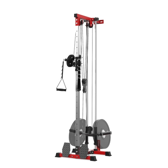 Wall Mount Cable Station for Home Gym, Lat Pulldown Machine with Adjustable 20 Position Pulley System, High Low Cable Crossover for Versatile Workouts, Black