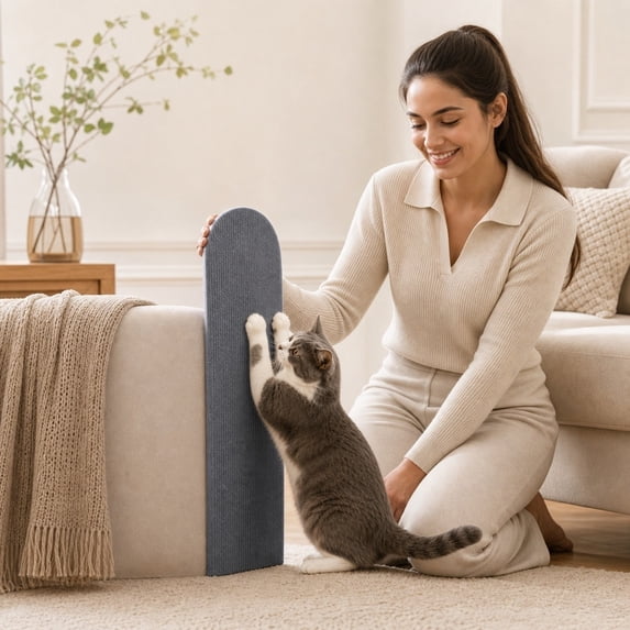 Wall Mount Cat Scratcher, Vertical Cat Scratcher 24 Inch Sisal Cat Scratcher Mat Cat Scratch Furniture Protector for Indoor Cats Deep Gray, 1 Pack