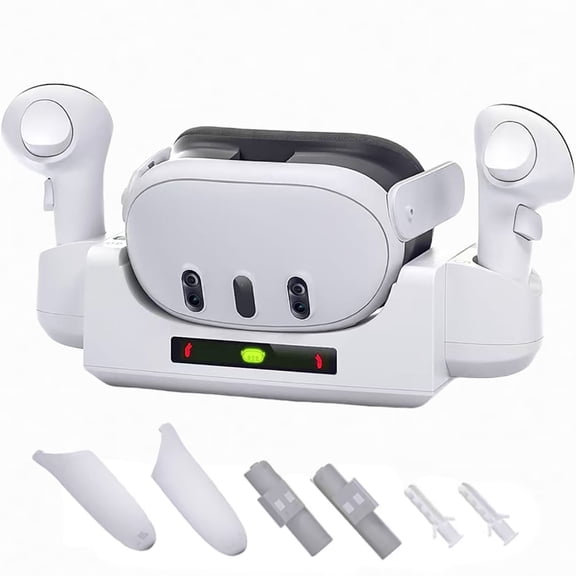 WallMount Charging Dock Station Compatible with Meta Quest 3 Headset Fast Charger Stand VR Gaming Accessory