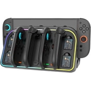Wall Mount Charging Dock Station for Nintendo Switch 2,Controller Charging Dock Base with 7 RGB Light Modes and LED Charging Indicator,4 Game Card Slots,Black