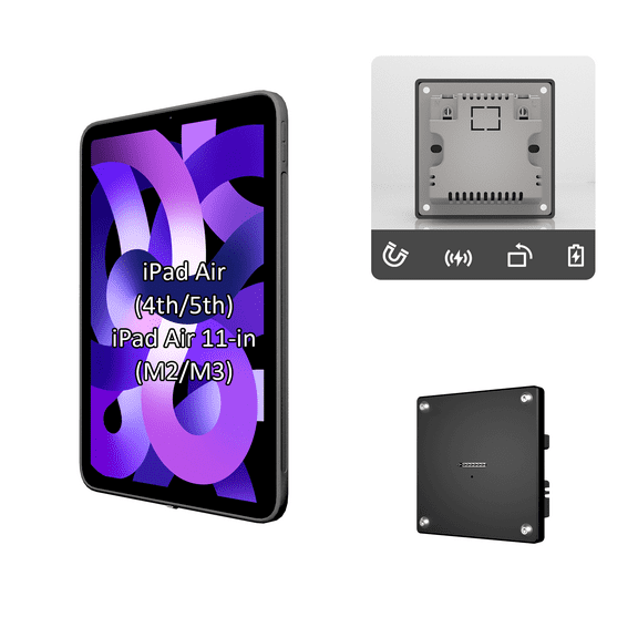 Wall Mount Charging Kit for Apple iPad Air 4th & 5th Gen 10.9″& iPad Air 11-in（M2,M3） – Magnetic Tablet Wall Mount with 15W Fast Charging, TPU Protective Case, Smart Home Hub Integration