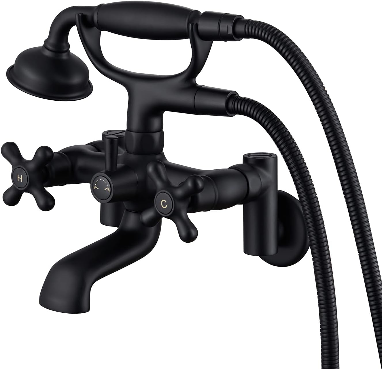 Wall Mount Clawfoot Tub Faucet with Hand Shower, 3 To 10in Center ...