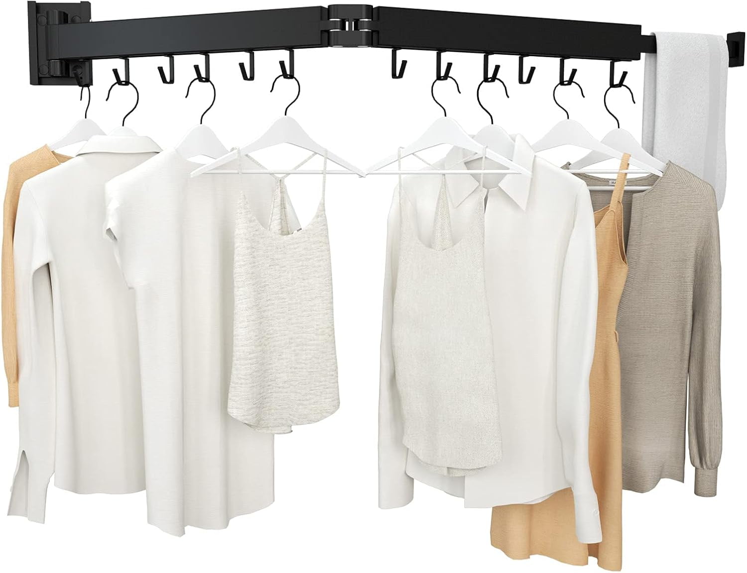 Wall Mount Clothes Drying Rack, 2-Fold Foldable & Sturdy Laundry Drying ...
