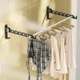 thumbnail image 1 of Wall Mount Coat Hanger Holder Black Clothes Drying Organizer Rack Garment Hooks Aluminium Retractable Folding Indoor Wall Mounted Hanger Space Saver for Laundry Room Bedroom Black 2Pack, 1 of 8