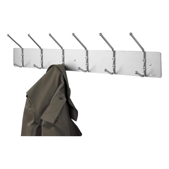 Wall Mount Coat Rack, 6- for Hanging Coats, Purses, Bags, Umbrellas, for Hallways and , Black and Aluminum
