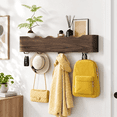 Wall Moount Rack Wall Mount Coat Rack with Black Wave-Shape 5 Hooks, Wooden Entryway ...