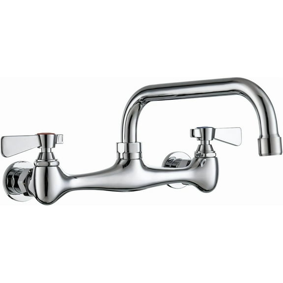 Wall Mount Commercial Sink Faucet 8 inch Center Commercial Faucet 8Inches Swivel Spout Wall-Mount Utility Sink Faucets, 2 Handle Wall Mounted Faucets for Kitchen Laundry Room Restaurant