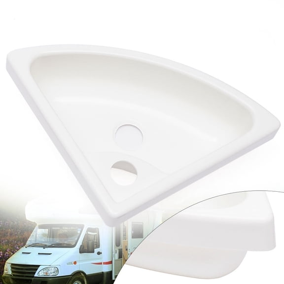 Wall Mount Corner Bathroom Sink White Acrylic Triangle Sink With Faucet Vanity Single Bowl Sink for Boat Caravan Rv Camper Kitchen (Without Faucet)
