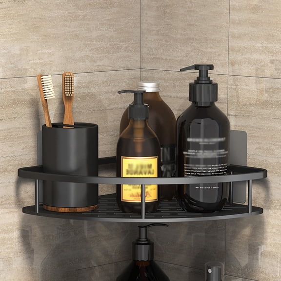 Wall Mount Corner Shower Shelf No Drill Bathroom Storage Rack Organizer Adhesive Holder for Shampoo Soap Toiletries
