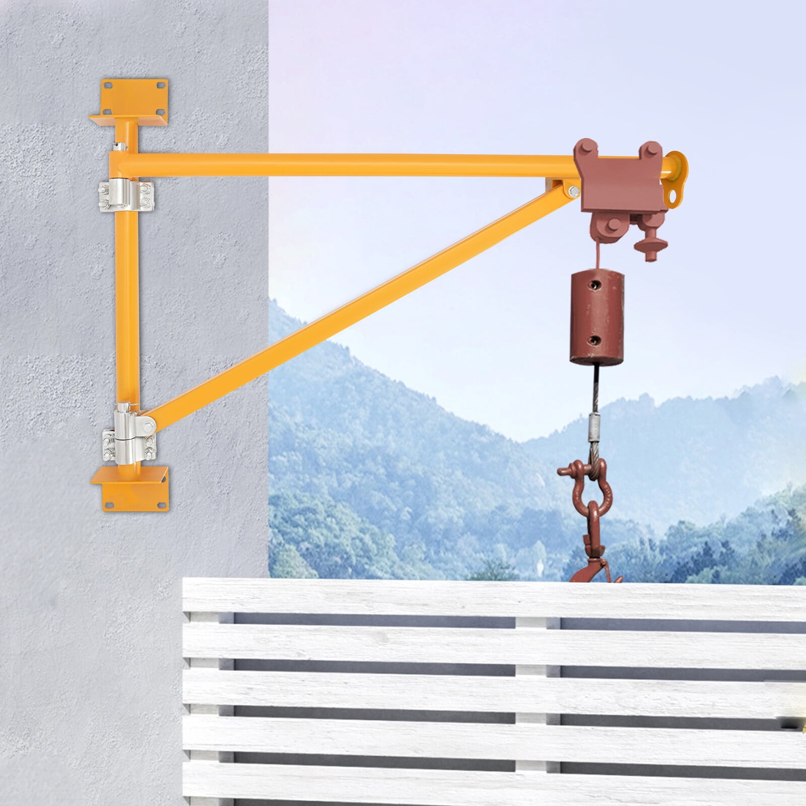 Wall Mount Crane Bracket, 441 lbs Capacity Hoist Bracket – 180° Swivel ...