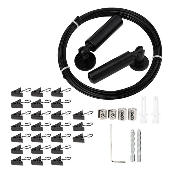 Wall Mount Curtain Wire Rod Set 5m Adjustable Curtain Drape Wire Rod Art Display Smile Home