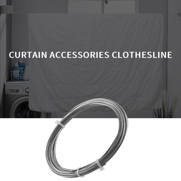 Wall Mount Curtain Wire Rod Set for Art Display - Stainless Steel Photo Hanging Wire Clothesline Wire Window Curtain Tension Wire Multi-Purpose Crafts (5 Meter)