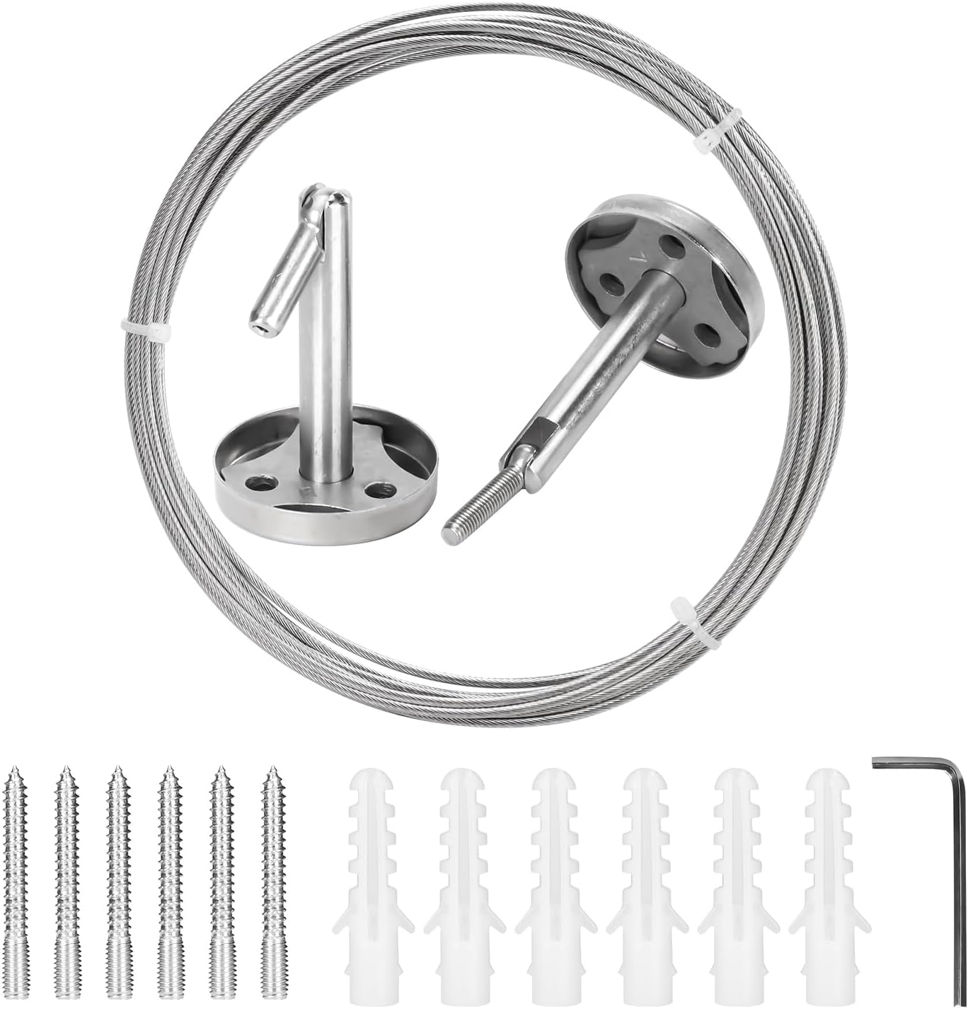 Wall Mount Curtain Wire Rod Set Stainless Steel 16.4 FT (5m) Curtain ...