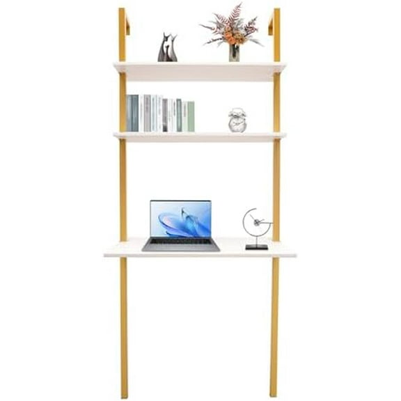 Wall Mount Desk Computer Writing Table, 3-Tier Industrial Laptop Desk with Power Strip, Storage Shelf Cabinet for Home, Office, Student Dormitories$$Home Decor, Kitchen, & Other