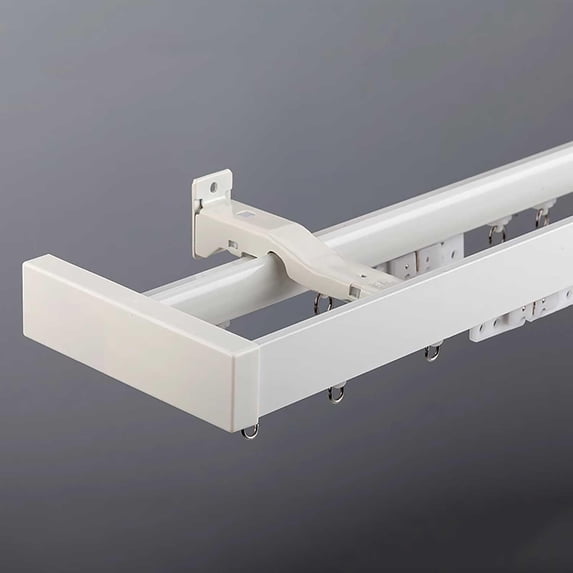 Wall Mount Double Curtain Track System - Heavy-Duty Metal Rail Set for Room Divider Living Room &; Bedroom - Adjustable Mounting