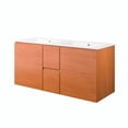 thumbnail image 1 of Wall Mount Double Sink Vanity Cabinet, Cherry White, Melamine Wood , Hotel Bedroom Bathroom, Modern Contemporary HB34113, 1 of 10