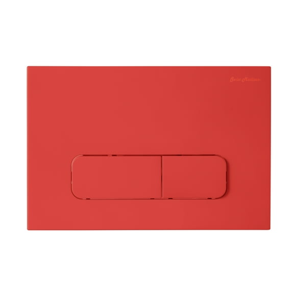 Wall Mount Dual Flush Actuator Plate with Rectangle Push Buttons in Matte Red