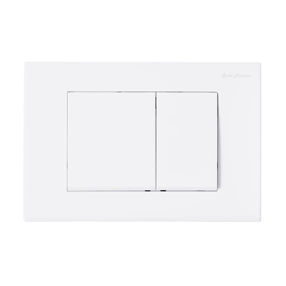 Wall Mount Dual Flush Actuator Plate with Square Push Buttons in Matte White