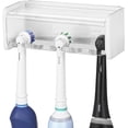 thumbnail image 1 of Wall Mount Electric Toothbrush Holder with Cover for Bathroom, Wallmount 5 Slots Power Tooth Brush Organizer Compatible with Oral-B iO Series, Philips Sonicare ProtectiveClean (White), 1 of 6