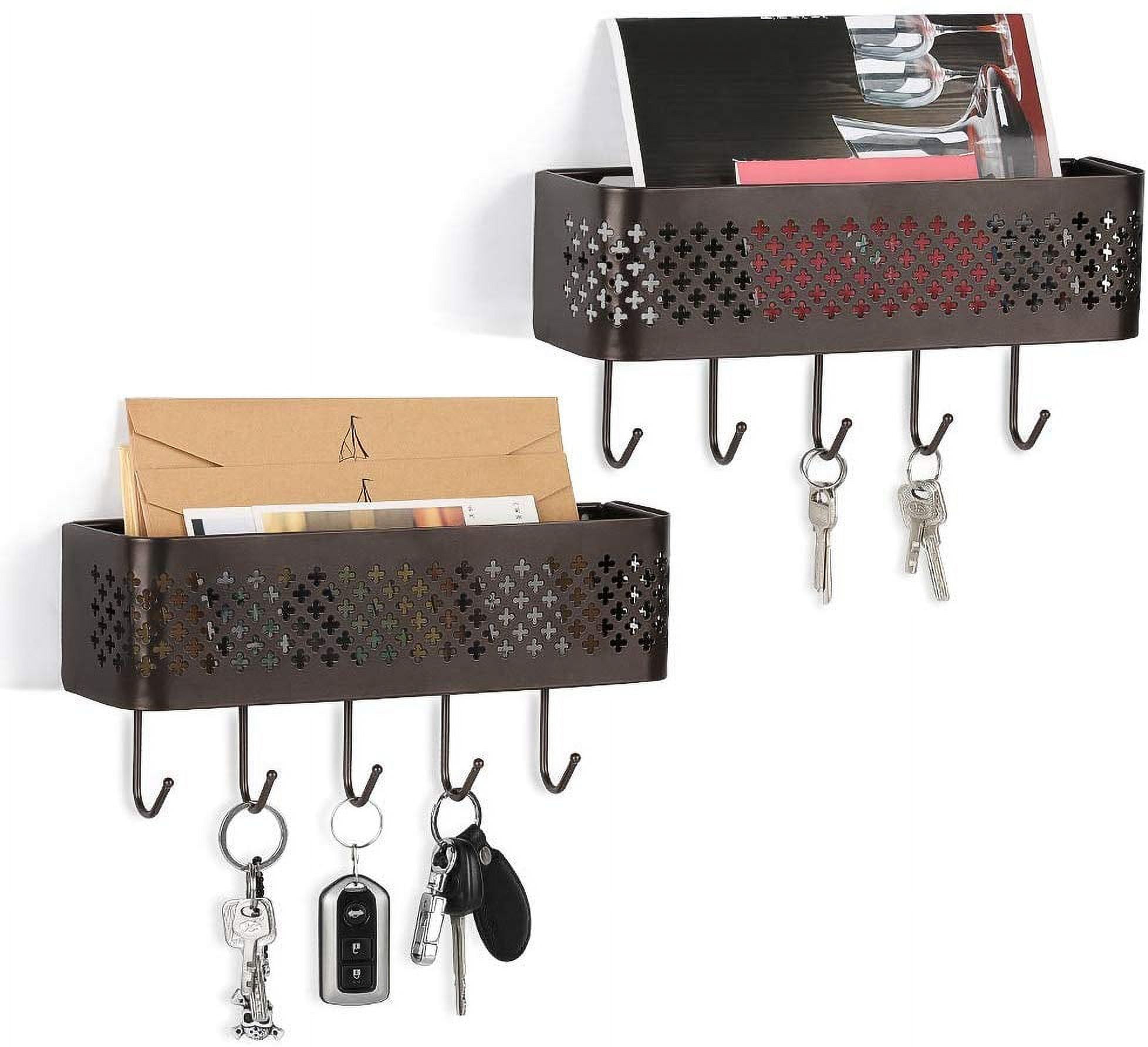 Wall Mount Entryway Storage Organizer Letter Magazine Coat Leash Key