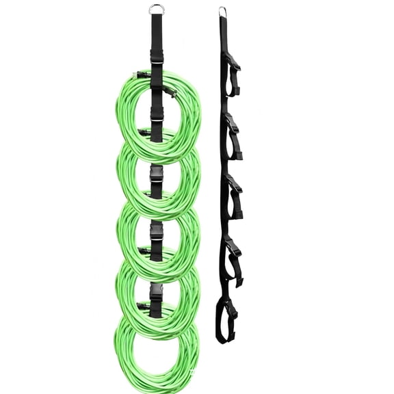 Wall Mount Extension Cord Organizer, Heavy Duty Cable Management Rack with 5 Slots, Black Cord Holder Storage System for Vertical Space, Rope Hose String Lights (2 Pack)