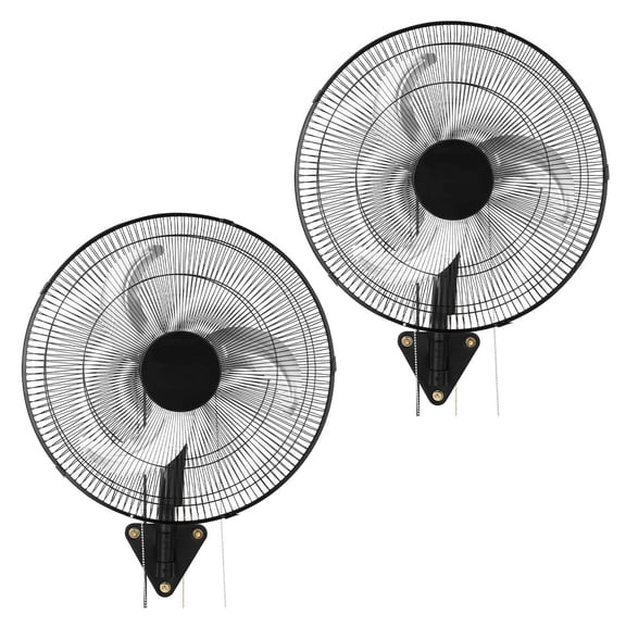 Wall Mount Fan, 18 in Wall Mounted Hanging Fan Oscillating, 3-Speed, Long Airflow Distance, Adjustable Rotation Angle, Mechanical Powerful for Industry, Commercial, Garage, Workshop, Gym, 2 Pack