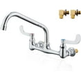 thumbnail image 1 of Wall Mount Faucet 8 Inch Center Commercial Kitchen Faucet, 12 Inches Swivel Spout Wall-Mount Utility Sink Faucets, 2 Handle Wall Mounted Faucets for Kitchen Laundry Room Restaurant, 1 of 10