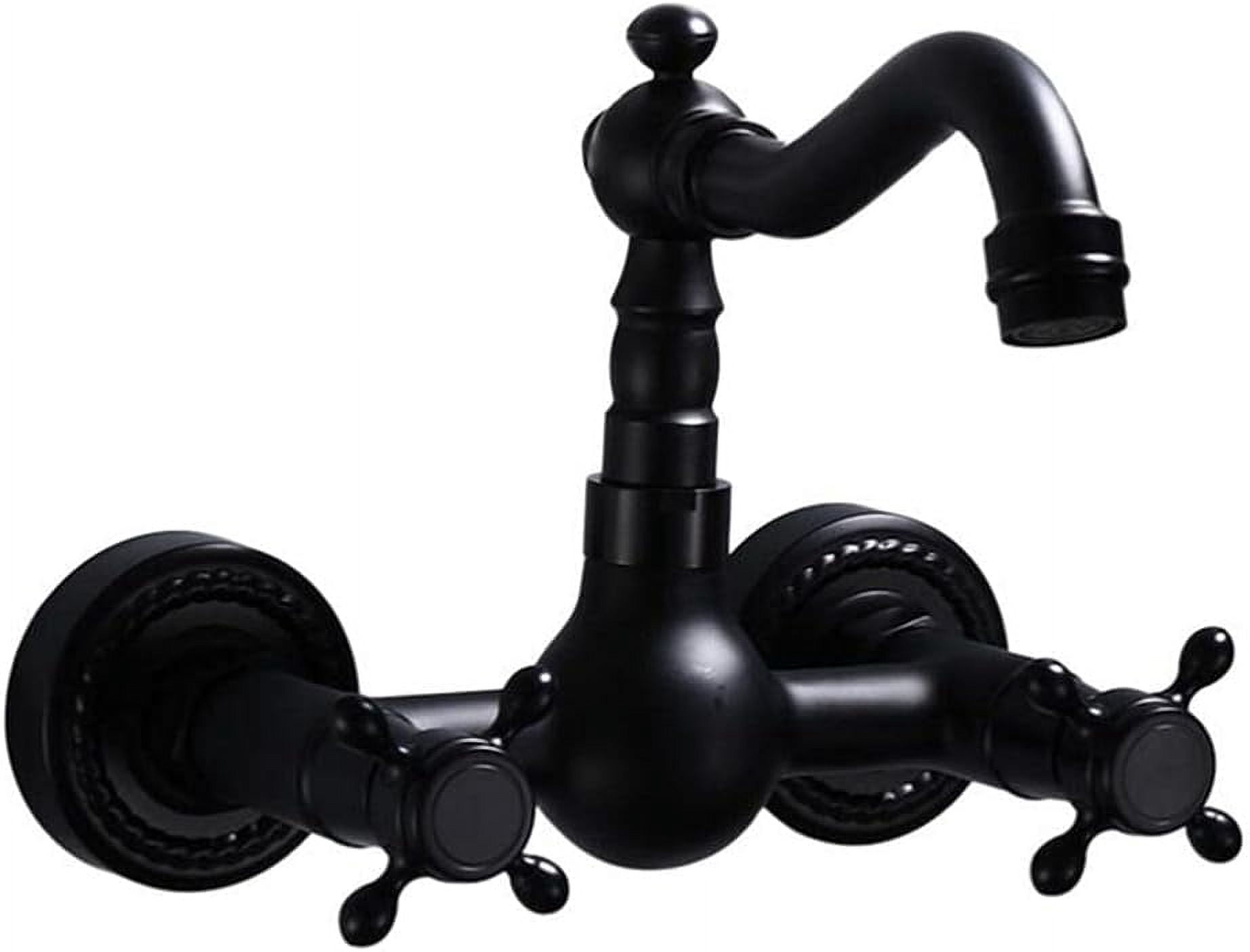 Wall Mount Faucet Brass Antique Black Bathtub Faucet Rotating Hot and Cold Water Bathroom Sink Faucet-C