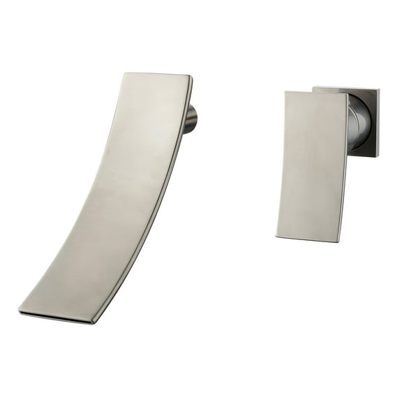 Sumerain Wall Mount Bathroom Faucet Brushed Nickel,Single Handle Bathroom Sink Faucet with Waterfall Spout