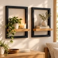 Mounted Display Shelf Racks Wall Mount Floating Display Shelves 2 Pack Minimalist Black Framed Wood ...