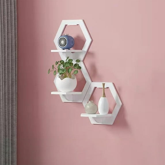 Wall Mount Floating Shelf No Drill 29x21cm Plastic Punch Free Decorative Display Rack Hidden Bracket Modern High Load Bearing for Bedroom Kitchen Plant Book Home Decor