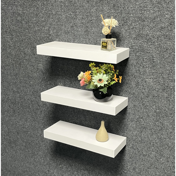 Wall Mount Floating Shelf Set of 3, Wooden Floating Shelves Storage