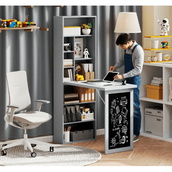 Wall Mount Fold-out Convertible Desk - Space-Saving Computer Desk for Home Office