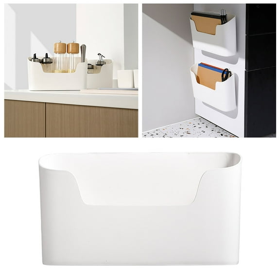 Wall Mount Folder Holder File Organizer, Cabinet Door Organizer No Drilling File Holder Hanging File Mail Organizer Magazine Storage for Office Kitchen Bathroom Bedroom Garage