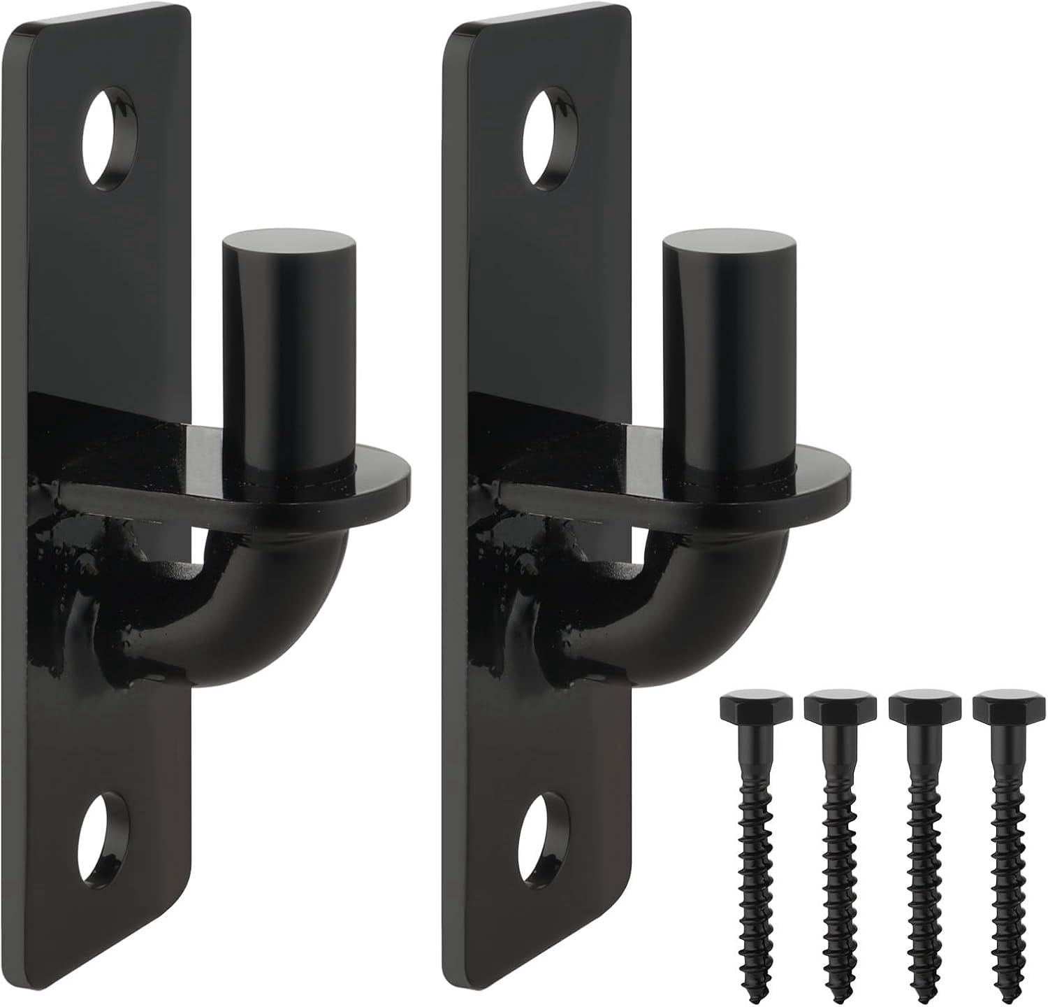 Wall Mount Gate Hinges 2 Pack Farm & Chain Link Gate Hinges with 5/8'' Pin, Heavy Duty Outdoor Metal Gate Hardware for Fence Posts(2 Pack, Black)