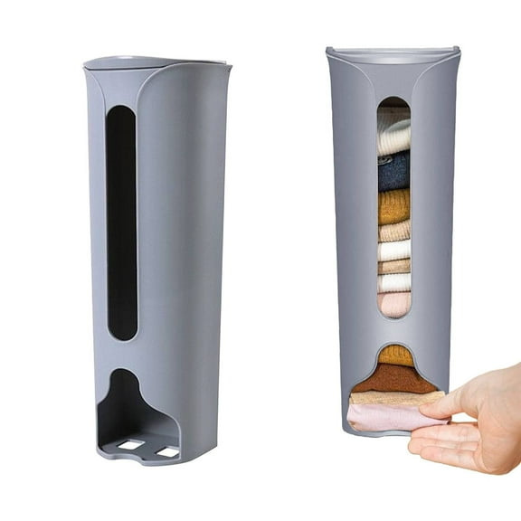 Wall-Mount Grocery Bag Holder (Gray) - PP Dispenser w/ Cover for Plastic Bags in Kitchen. Adhesive Mount, Space-Saving!