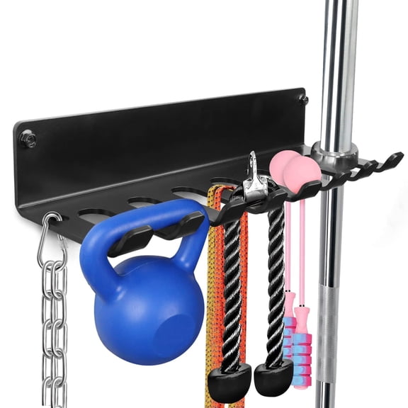 Wall Mount Gym Rack Organizer Black Steel Fitness Accessory Storage