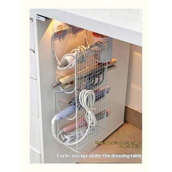 Wall Mount Hair Tool Organizer, No-Drill Curling Iron and Hair Dryer ...