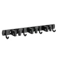 thumbnail image 1 of Wall Mount Holder with 3 Racks And 4 Hooks, Stainless Steel Mop And Broom Organizer, Adhesive Or Screw Mounted Storage for Garage, Kitchen, Laundry, Closet, 1 of 9