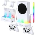 thumbnail image 1 of Wall Mount Holder for Xbox Series S, Wiher Wall Mount Kit Accessories with Cooling Bracket, RGB LED Light Strip, USB Port, Controller Hook for Series S White, 1 of 8