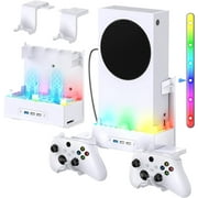 Wall Mount Holder for Xbox Series S, Wiher Wall Mount Kit Accessories with Cooling Bracket, RGB LED Light Strip, USB Port, Controller Hook for Series S White