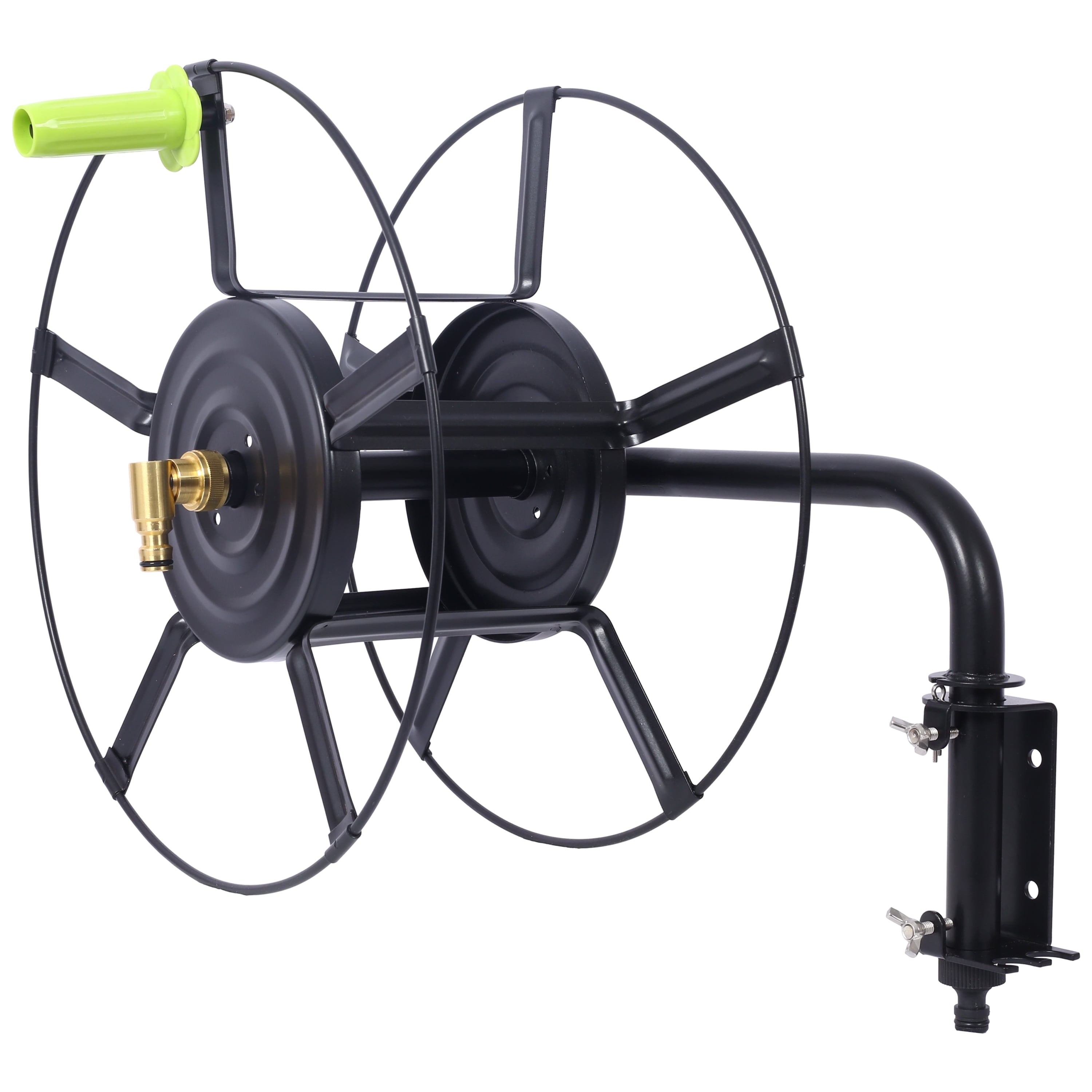 Wall Mount Hose Reel with 180 Degree Swivel, Holds 82 ft of 5/8" Garden Hose, Heavy Duty Steel Hose Holder for Garage, Yard & Car Wash Storage | Includes Quick Connect Couplers, Easy Install