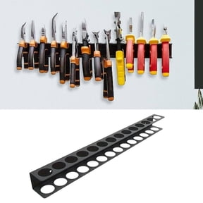 Wall Mount Iron Tool & Brush Organizer, Rust Resistant Car Detailing Brush Storage Rack, Heavy Duty Wall Rack Holds 24 Brushes, Screwdriver and Pliers Storage for Garage, Workshop and Basement