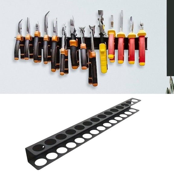 Wall Mount Iron Tool & Brush Organizer, Rust Resistant Car Detailing Brush Storage Rack, Heavy Duty Wall Rack Holds 24 Brushes, Screwdriver and Pliers Storage for Garage, Workshop and Basement
