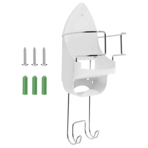 Wall Mount Ironing Board Holder With Guardrail and Hook Heat Resistant Ironing Holder Easy to Install Strong Load Bearing Iron Board Hanger for Laundry Room Bathroom
