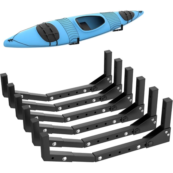 Wall Mount Kayak Storage Rack, Kayak Hooks for Garage Wall Hangers for Kayak, Surfboard, Skiis, Snowboard, Paddle Board