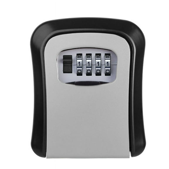 Wall Mount Key Lock Box 4 Digit Password Code Security Lock for Home Office Key Safe Secret Storage Box Organizer,1 x key box combination lock 1 x screw kit 1 x wall screw kit,Gray