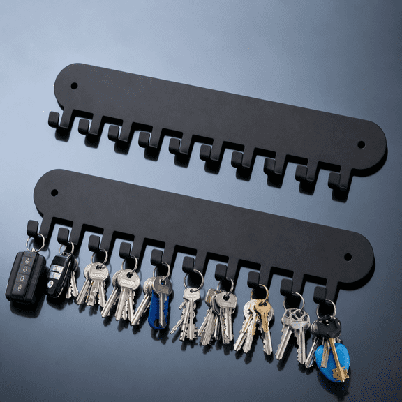 Wall Mount Key Rack, 10 Hooks, Stainless Steel, 2 Pack